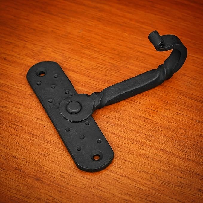 Rustic Cast Iron Wall Hooks, Heavy Duty Retro Utility Hooks for Hanging Coat, Bag, Towel, Robe, Hat and More, Mounting Hardware Included, Pack of 2, Black (243 (Set of 2))