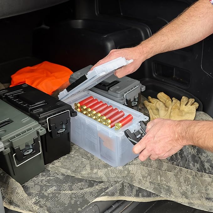 Sheffield 12758 4-Pack Ammo Storage Box, Mothers Day Gifts, .30 Cal Field Boxes, Mothers Day Gifts for Mom, Lockable Storage Box with Handle, Secures Hunting Gear, Supplies, and Bullets, Made in USA