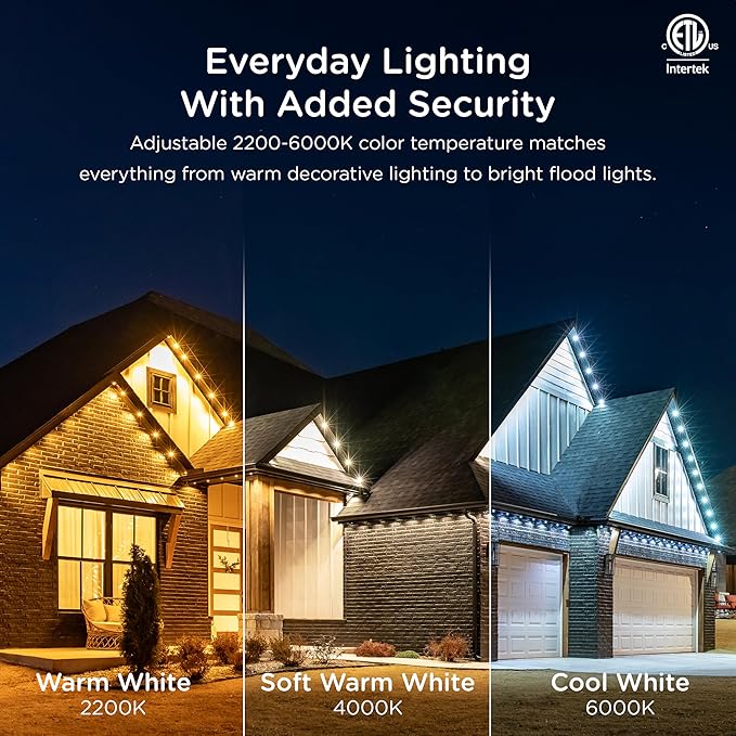 Enbrighten Vibe Eternity Permanent Outdoor Lights for House, 50ft, 36 RGBWIC LEDs, Close Spacing, 33lm, Color Changing, Christmas, Eave Lighting, Smart App, Works with Alexa, Google Home, 82730