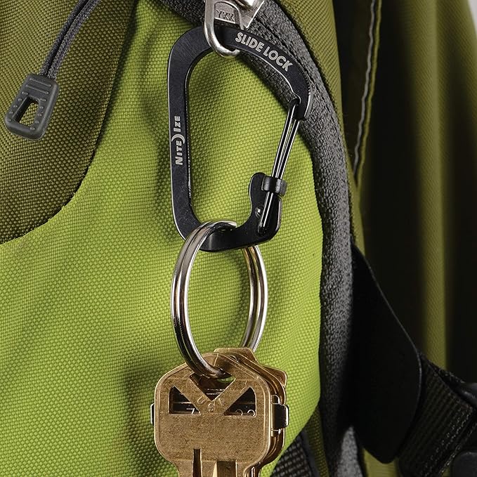 Locking Carabiner Clip, Black, 1-3/32 in