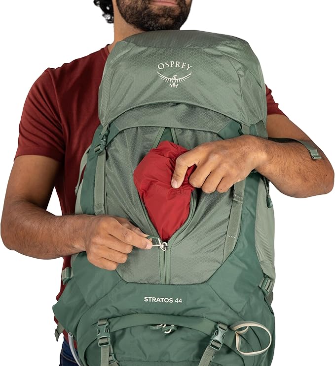 Osprey Stratos 44L Men's Hiking Backpack - Lightweight Backpacking Pack with Waterproof Raincover - Camping Bag, Raven Black