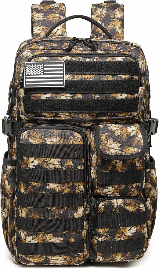 Wotony Tactical Backpack - Military waterproof backpack with multiple pockets and tactical gear for the outdoors (Yellow Maple Leaf, 30L)