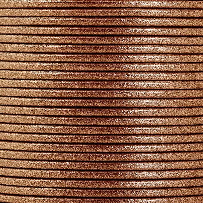 Mandala Crafts Round Genuine Bronze Leather Cord for Jewelry Making – 1mm Cowhide Leather Rope String Lace for Kumihimo – 20 Yards Cowhide Craft Cording Spool