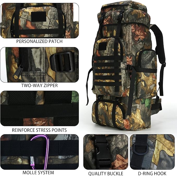 Hiking Backpack for Men 70L/100L Camping Backpack Military Rucksack Molle 3 Days Assault Pack for Climbing | Camping Backpack, 3 Days Assault Pack, for Climbing