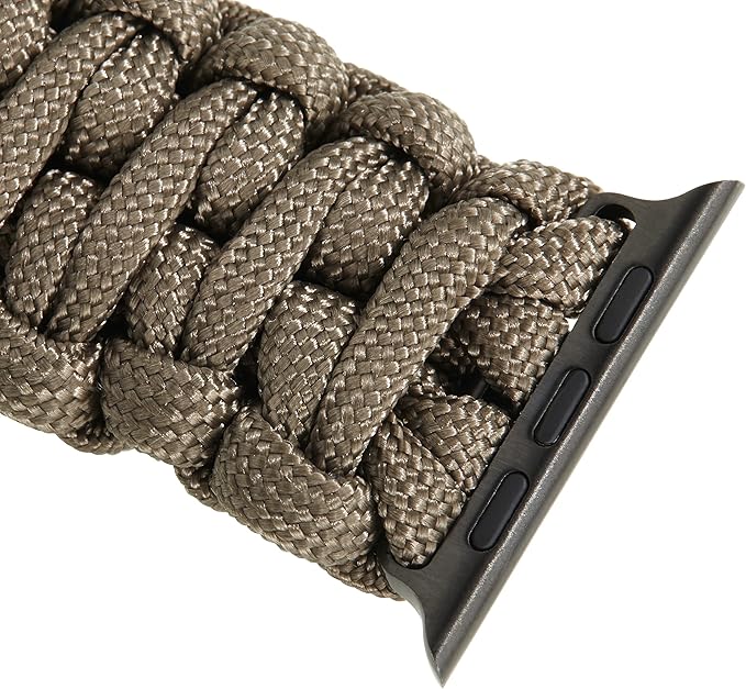 Savior Survival Gear Paracord Watch Band - Compatible with Apple Watch Band 49mm 46mm 45mm 44mm 42mm, iWatch Band Series Ultra 10 9 8 7 6 5 4 3 2 1 SE, Adjustable strap for men (Gunmetal Gray, Large)