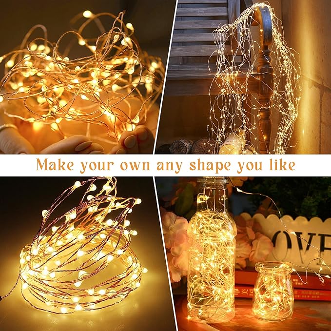 2-Pack Solar String Lights for Outside, 400 LED 144Ft Solar Fairy Lights for Outside Waterproof with 8 Modes, Solar Lights Outdoor for Patio Tree Christmas Party Wedding Decor(Warm White)