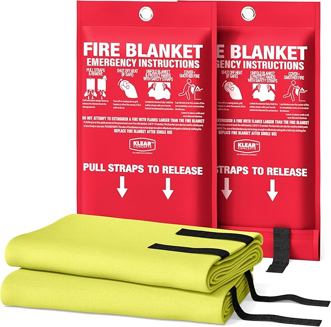 National Park Foundation Partner Emergency Silicone Fire Blanket with Safety Handles, 40"x40" Silicone Coated UM9 Fiberglass Fire Blanket, Home and Kitchen Fires, Camping Gear, Designed in USA(2Pk)