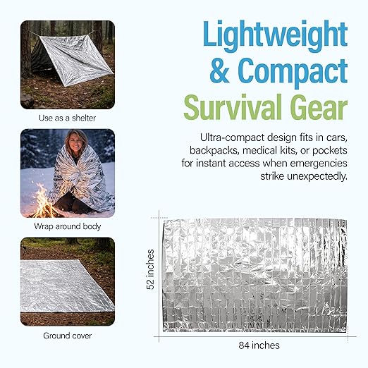 Primacare CB-6841 Emergency Foil Mylar Thermal Blanket, 84" Length x 52" Width