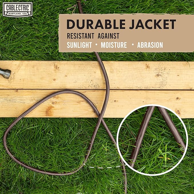 Brown Outdoor Extension Cord 50 ft, 16/3 Heavy Duty Cable with 3 Prong Grounded Plug, 13 AMP for Garden, Lawn, Landscaping, Tools & Appliances, 50 ft Extension Cord 3 Prong