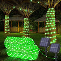 Solar Rope Lights, 2 Packs Total 66ft 200LEDSolar String Lights, 8 Modes Waterproof Solar Powered Outdoor Light, Flexible Clear Tube Light for Garden Backyard Patio Deck Porch Tree Xmas Decor - Green