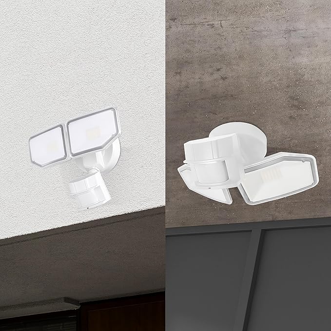 40W LED Security Lights Motion Sensor Light Outdoor, 180 Degree, 4000 LM, 5000 K, ETL Water Resistant, Clear 2 Head Motion Detector Flood Light for Garage, Yard (White)