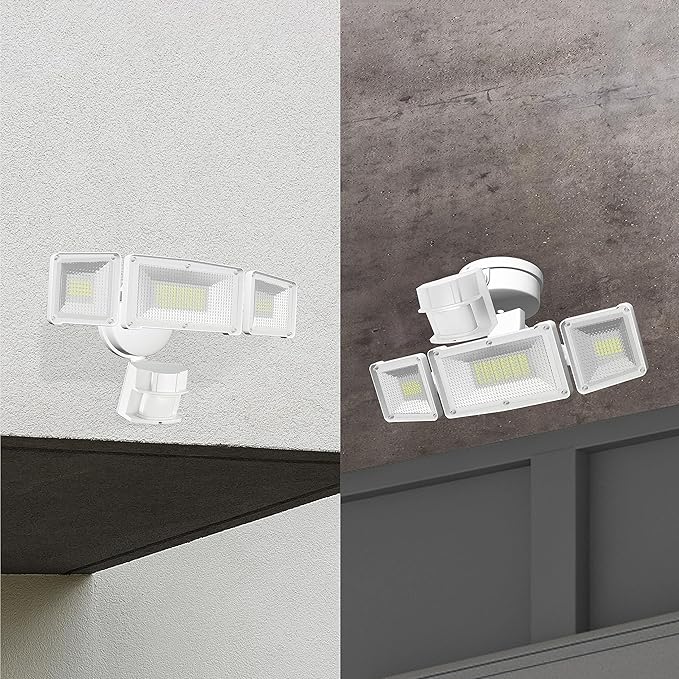 40W LED Security Lights Motion Sensor Light Outdoor, 180 Degree, 4000LM, 5000K, ETL Water Resistant, 3 Head Motion Detected Flood Light for Garage, Yard, Porch (White)