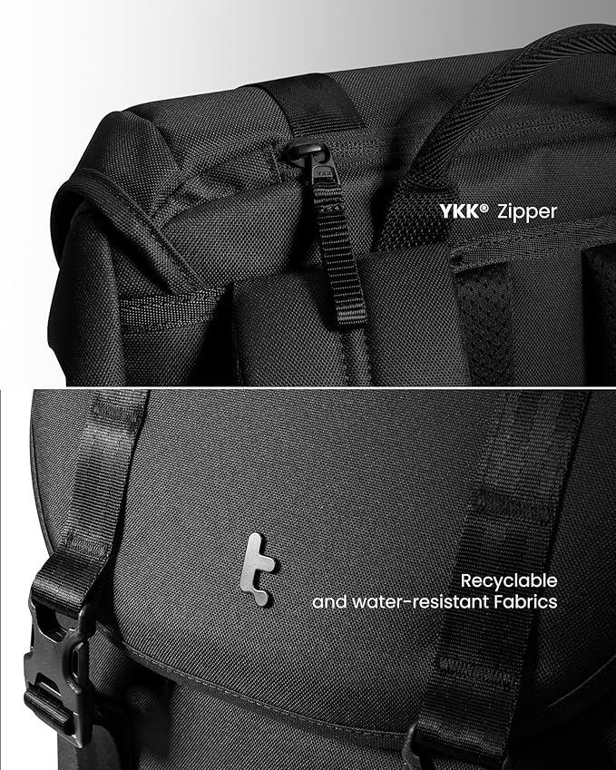 tomtoc Flap Laptop Backpack, Lightweight, Water-Resistant Casual Daypack, Durable Work-pack, Vintage Classic Rucksack for 13-15.6 Inch Laptop, perfect for Campus, Street, 22L, Dark | Lightweight, Water-Resistant, Casual Daypack, Durable Work-pack, perf...