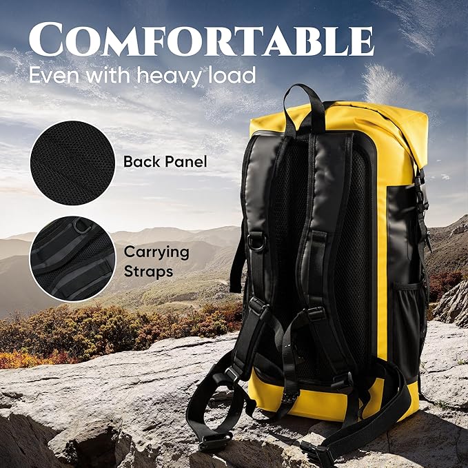 Waterproof Backpack Dry Bag with bungee cord and small waterproof Bag Yellow