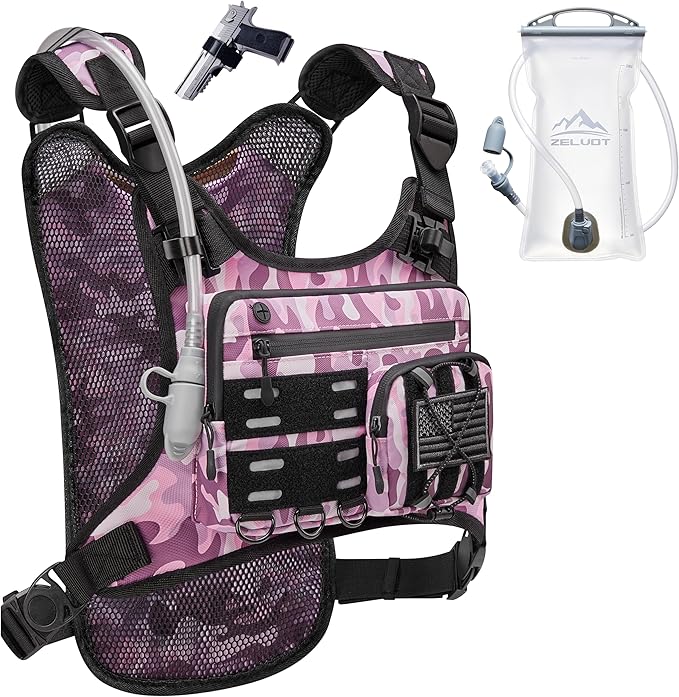 Zelvot Running Vest with 2L Water Bladder, Hydration Backpack, U.S. Original Design Patent, Lightweight Hydration Pack with Gear Holder, Reflective Chest Pack for Men Women for Marathon