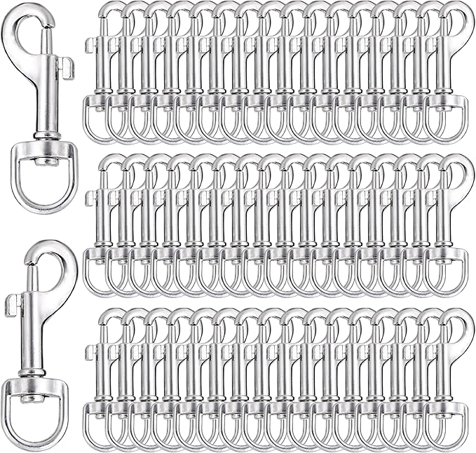 Lucky Goddness 50pcs Swivel Snap Hooks for Dog Leash Collar Linking, Metal Heavy Duty Eye Lobster Claw Clasp Multipurpose- Perfect for Pet Buckle Key Chain Purse Bag Making Handmade Crafts DIY Project
