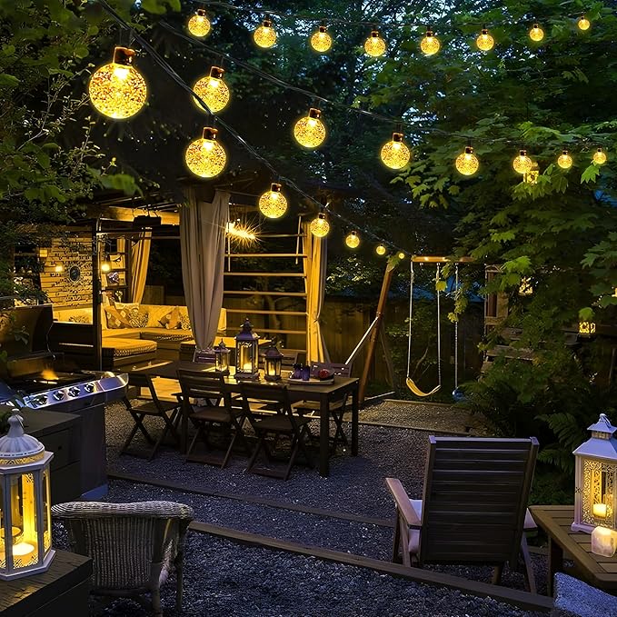 Joomer Solar String Lights Outdoor, 65FT 100LED Globe String Lights 8 Lighting Modes, Waterproof Solar Powered Patio Light for Garden Yard Porch Wedding Party Outdoor Decor (Warm White)