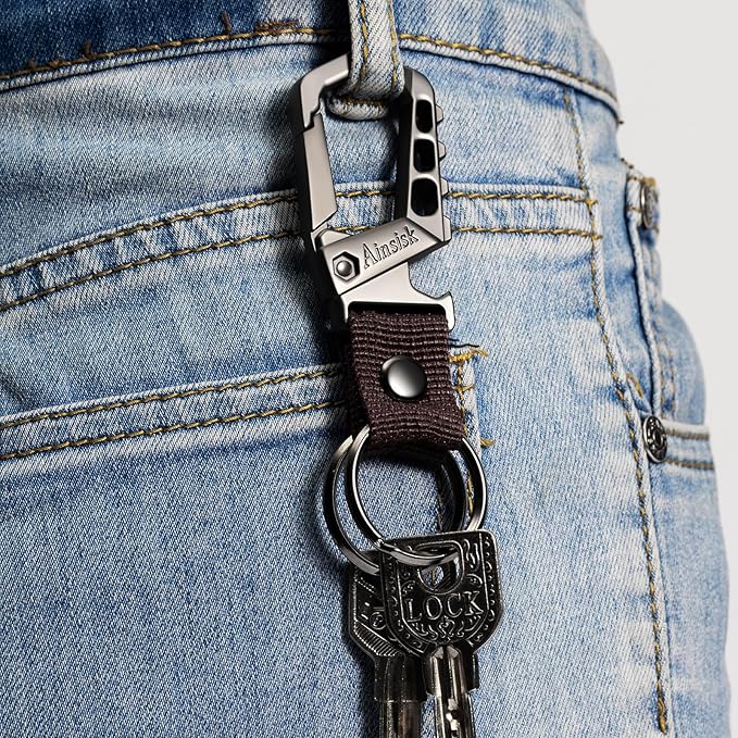 Heavy duty key chain,bottle opener function car keychains,versatile metal snap hook carabiner clip and 2 key rings
