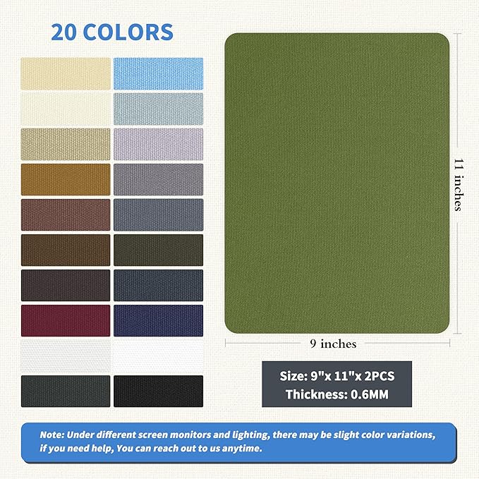 KING MOUNTAIN Canvas Repair Patch 9 x11 Inch 2 Pcs Self-Adhesive Waterproof Fabric Patch for Sofas, Tents, Furniture,Tote Bags, Car Seats (Grass Green)