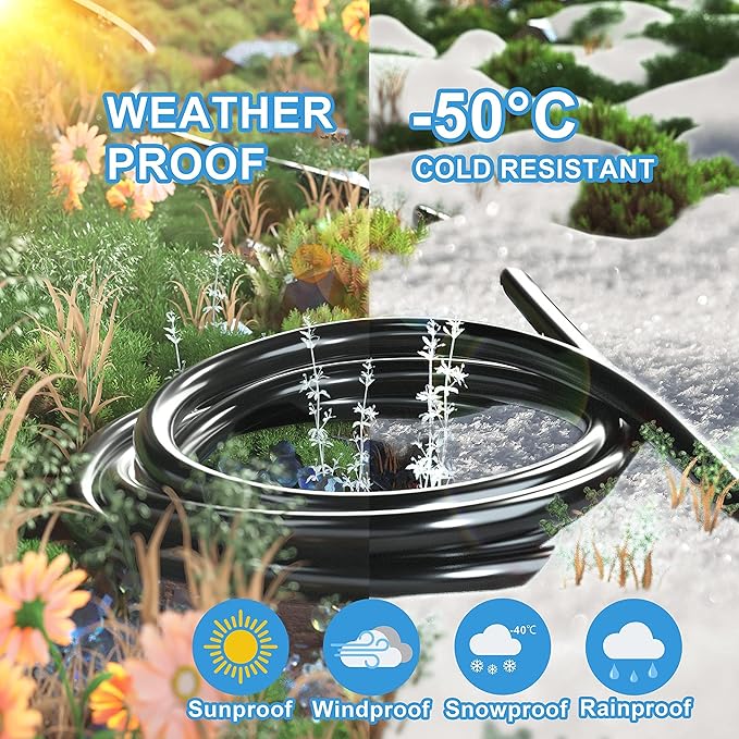 HUANCHAIN 10 FT 16 Gauge Black Indoor Outdoor Extension Cord Waterproof, Flexible Cold Weather 3 Prong Electric Cord Outside, 13A 1625W 125V 16AWG SJTW, ETL Listed