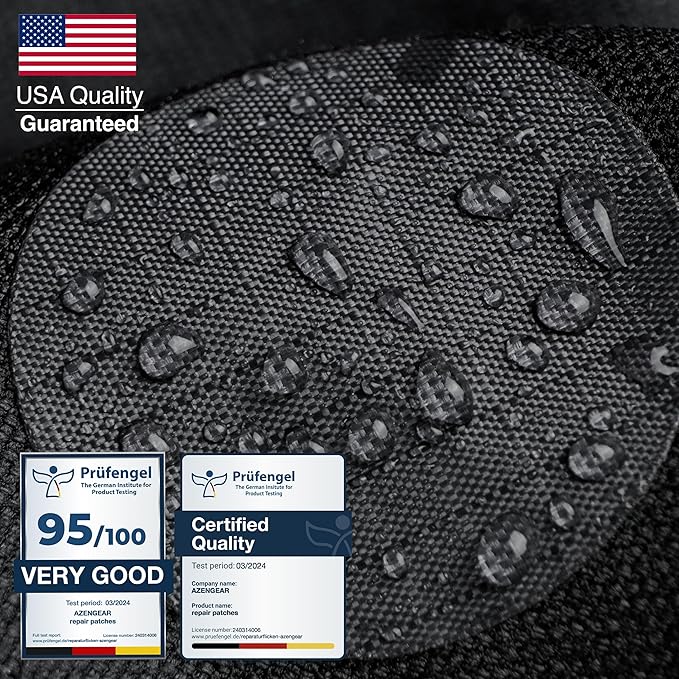 aZengear Repair Patches - Waterproof, Self-Adhesive, Tear-Cold-Heat-Resistant Polyester Fabric to Fix Down Jacket, Puffer, Snowsuit, Shoe, Tent, PVC, Clothing, Upholstery (Graphite)