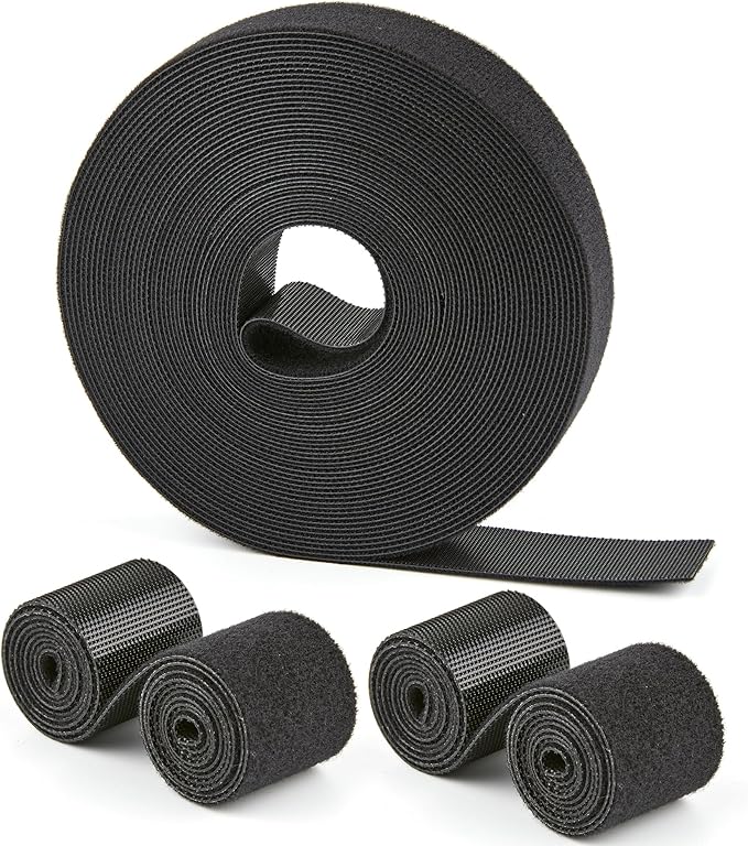 25 Ft x 1 inch Hook and Loop Roll, Reusable Fastening Cable Ties, Multi-Purpose Cable Management Wire Ties Cable Straps for Organizing Home, Office and Data Centers