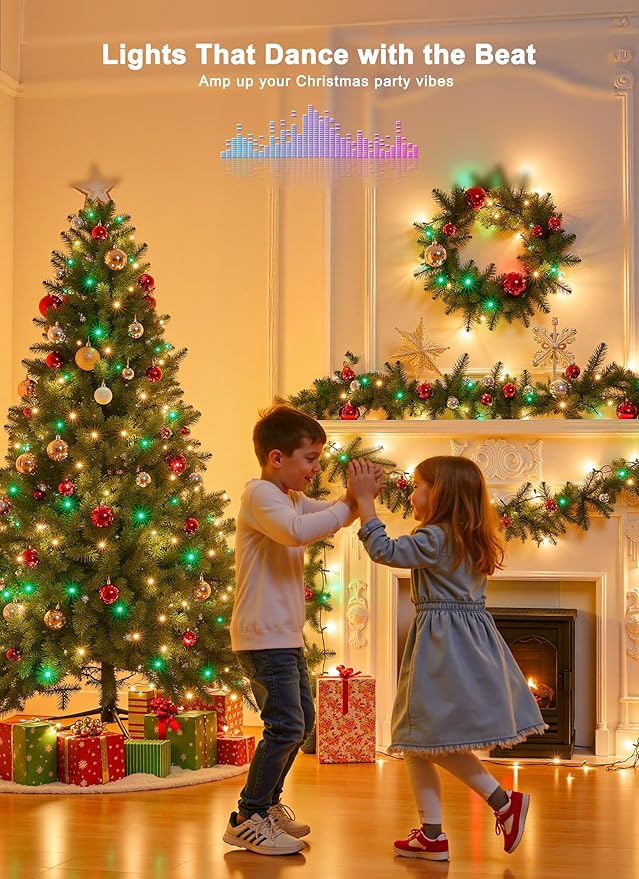 Minetom 82ft 250LED Color Changing Christmas Halloween Tree Lights, LED RGB String Twinkle Lights, 16 Milion Adjustable Colors Smart Fairy Lights with Remote & App & Timer for Xmas Tree Holiday Party