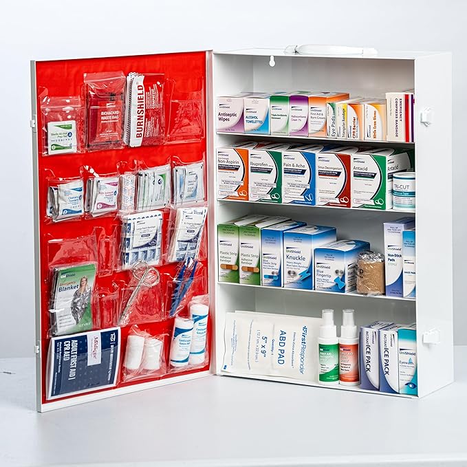 Restaurant Metal First Aid Cabinet, Wall Mountable (Class A with Tablets, 4 Shelf)