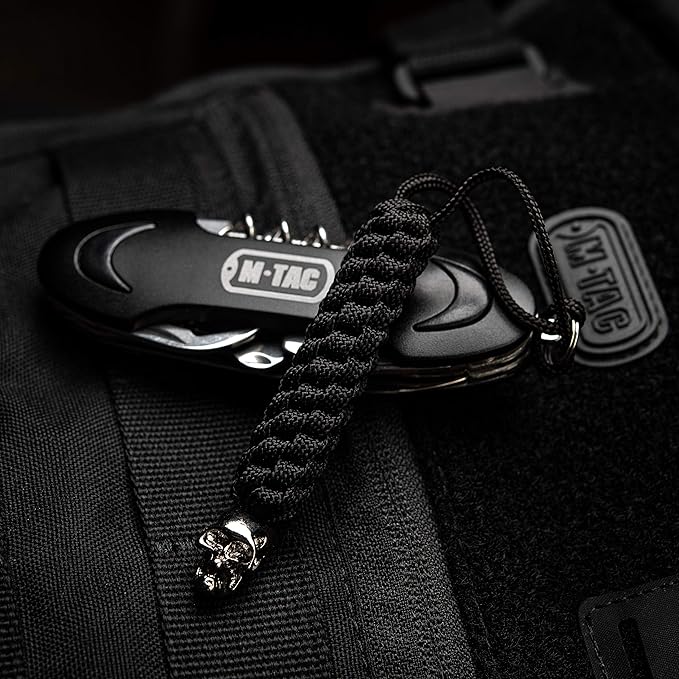 M-Tac Skull Knife Lanyard with Bead – Paracord Lanyard for Knives & EDC – Tactical Knife Fob Pull Cord – Durable Paracord