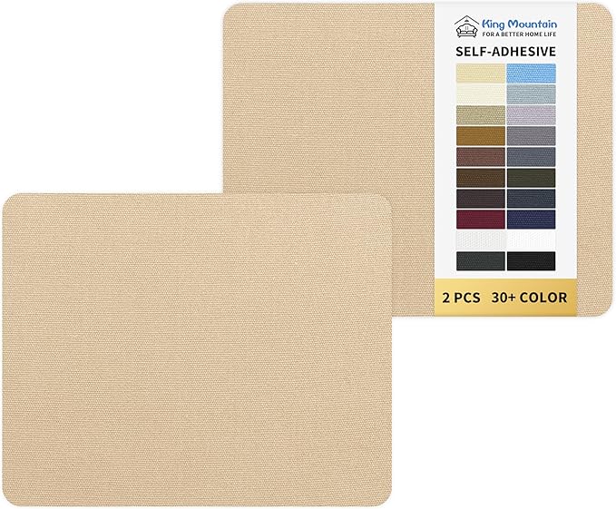 KING MOUNTAIN Canvas Repair Patch 9 x11 Inch 2 Pcs Self-Adhesive Waterproof Fabric Patch for Sofas, Tents, Furniture,Tote Bags, Car Seats (Khaki)