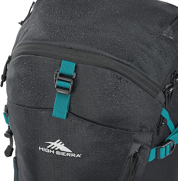 High Sierra Pathway 2.0 Backpack with Hydration Storage Sleeve, for Hiking, Biking, Camping, Traveling, Black, 30L