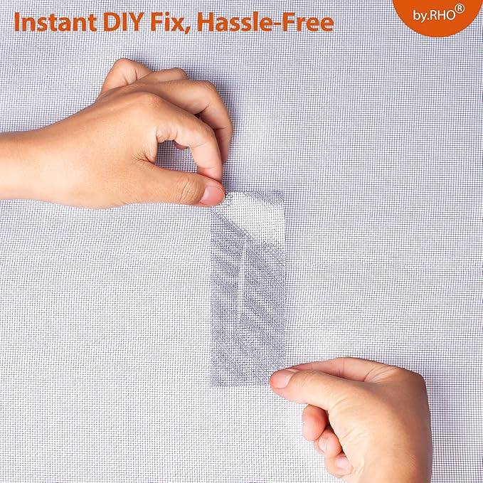 by.RHO Screen Repair Tape, Extra Wide (4in x 15FT), Gray, Adhesive & Waterproof, Fiberglass, fix for Screen Door and Window Screen