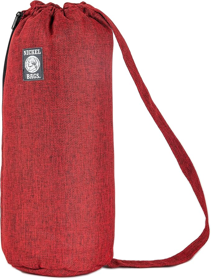 Nickel Bags Padded Drawstring Duffle Tube, Hemp Protective Sling Bag with Soft Velour Interior, Breakable-Safe Storage for Glass & Gear, Durable Zipper & Strap (18 Inch, Red)