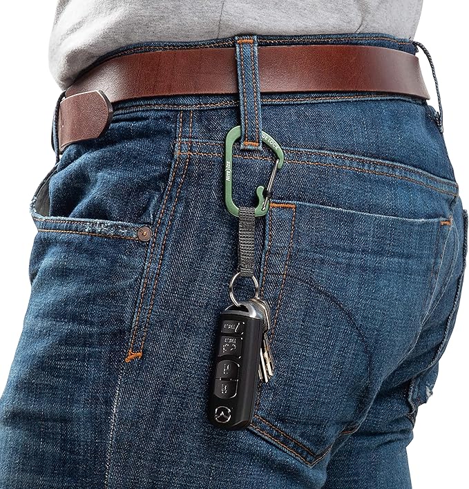 Nite IZE CSLAW3-08-R6 Locking Carabiner Keychain with Webbing, Olive