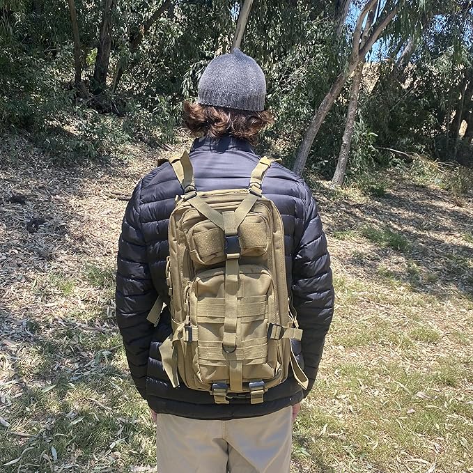 30L Tan Tactical Backpack - MOLLE Military Bug Out Bag, Small Survival Rucksack & EDC Daypack for Hunting, Hiking, Camping, Travel - Outdoor Gear for Men & Women