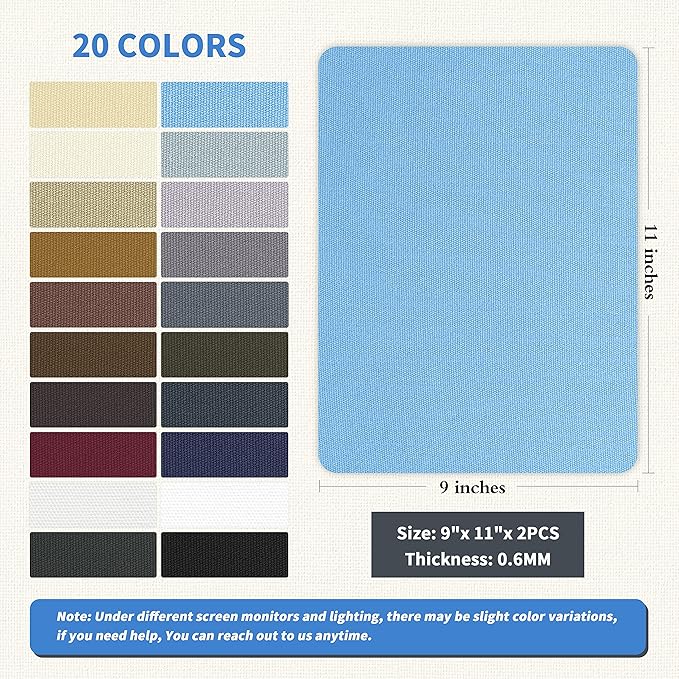 KING MOUNTAIN Canvas Repair Patch 9 x11 Inch 2 Pcs Self-Adhesive Waterproof Fabric Patch for Sofas, Tents, Furniture,Tote Bags, Car Seats (Blue)