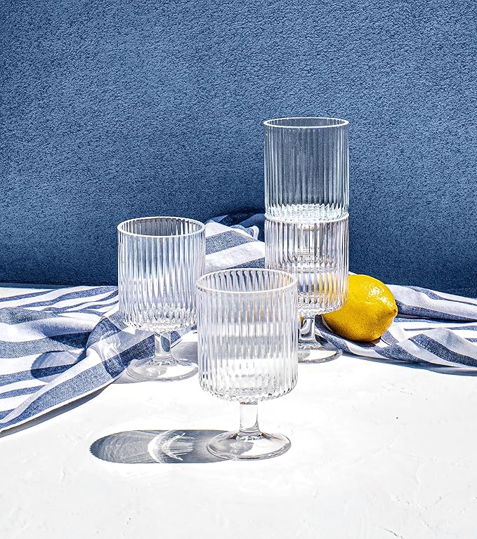 Mesa 10 oz Durable Acrylic Wine Glasses, Shatter-Resistant and Dishwasher-Safe Indoor/Outdoor Drinkware, Glass for Wine, Sangria, and Spritzers - Clear - Set of 6