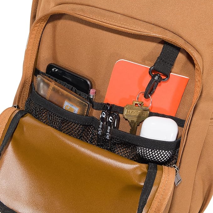 Carhartt 25L Classic Laptop Daypack, Durable Water-Resistant Pack with Laptop Sleeve, Contains PFAS, Carhartt Brown