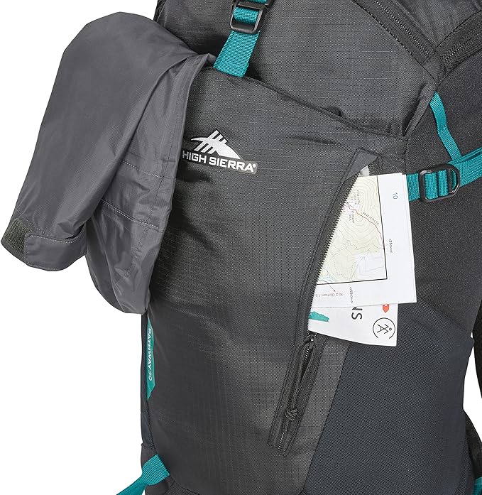 High Sierra Pathway 2.0 Backpack with Hydration Storage Sleeve, for Hiking, Biking, Camping, Traveling, Black, 30L