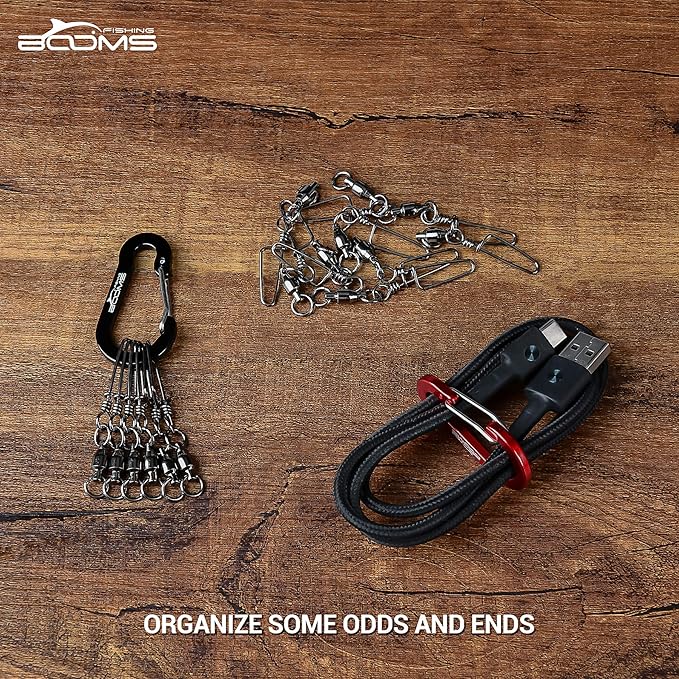Booms Fishing CC1 Multi-Use Carabiner Clip, 6 Pack Small Caribeener Clips, Mini Keychain Caribeaner Clip 2 inch, Aluminum D Ring Carabiners, Multi-colored