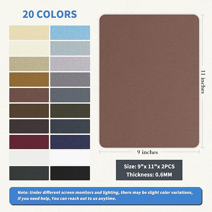 KING MOUNTAIN Canvas Repair Patch 9 x11 Inch 2 Pcs Self-Adhesive Waterproof Fabric Patch for Sofas, Tents, Furniture,Tote Bags, Car Seats (Brown)
