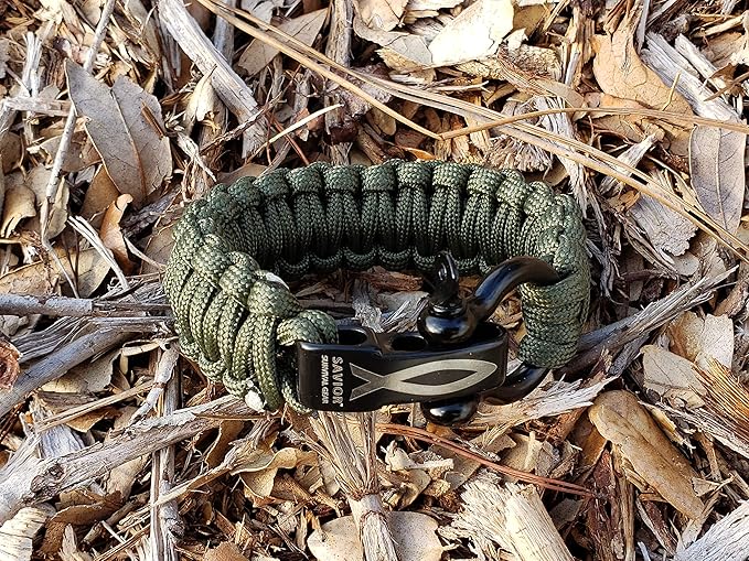 Savior Survival Gear Paracord Bracelet with Stainless Steel Adjustable Shackle