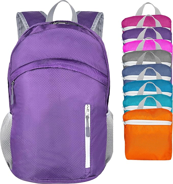 Waterproof Foldable Backpack Dry Storage Lightweight Daypack 35L Outdoor Backpack for Beach Men Women Purple