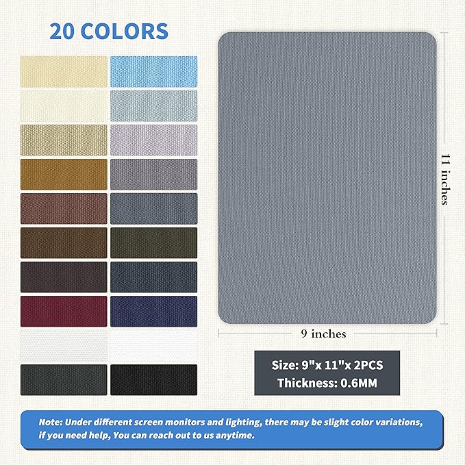 KING MOUNTAIN Canvas Repair Patch 9 x11 Inch 2 Pcs Self-Adhesive Waterproof Fabric Patch for Sofas, Tents, Furniture,Tote Bags, Car Seats (Grey-1)