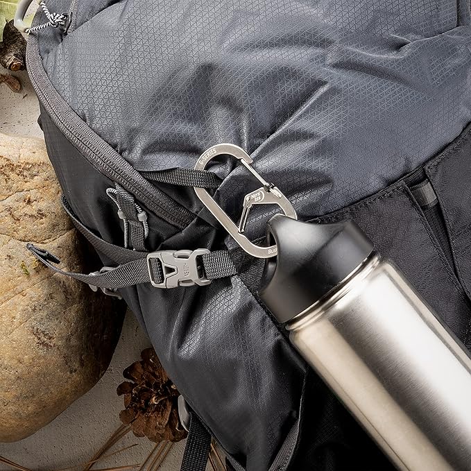 Nite IZE G-Series SlideLock #4 Dual Chamber Carabiner, Dual Security Carabiner Keychain, Stainless Steel