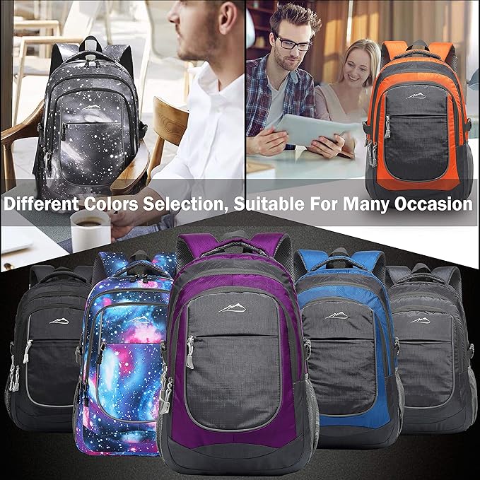 ProEtrade Backpack Bookbag for College Sturdy Travel Business Hiking Fit Laptop Up to 15.6 Inch Multi Compartment Gifts for Men Women Night Light Reflective (Orange)