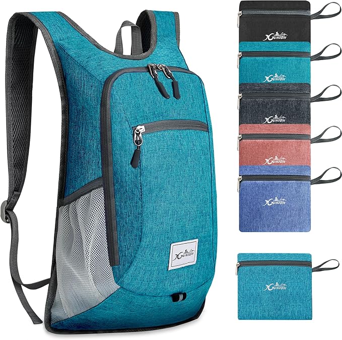 Xgunion Hiking Backpack 10L Small Travel Lightweight Daypack Foldable Hiking Packable Camping Hiking Backpacks for Women Men (Teal Blue)