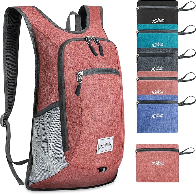 Xgunion Hiking Backpack 10L Small Travel Lightweight Daypack Foldable Hiking Packable Camping Hiking Backpacks for Women Men (Red)