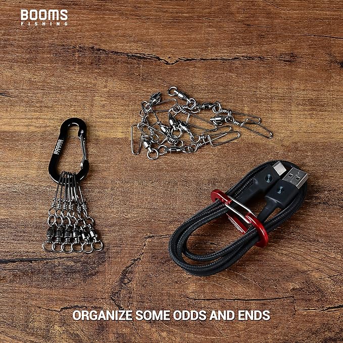 Booms Fishing CC1 Multi-Use Carabiner Clip, 6 Pack Small Caribeener Clips, Mini Keychain Caribeaner Clip 2 inch, Aluminum D Ring Carabiners, Multi-colored