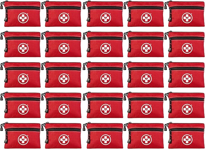Swiss Safe 2-in-1 First Aid Kit for Car, Travel & Home, Businesses - Bonus Mini Kit for Medical Emergency Aid, Survival, Camping - 64 Piece, 25 Pack